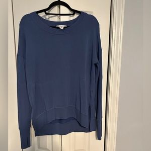 Athleta Coaster Luxe sweatshirt in Chrome Blue, size small.